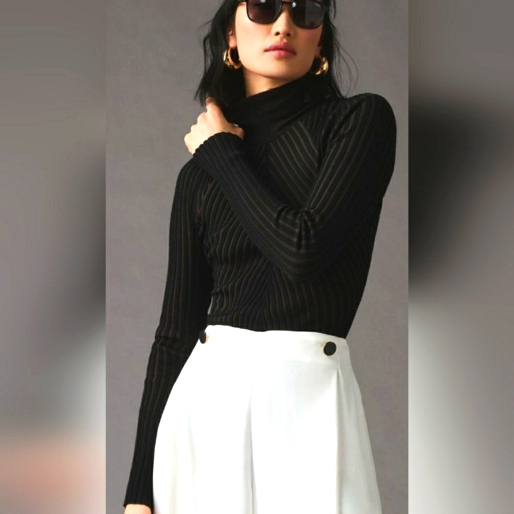 Good American Black Ribbed Long Sleeve Mock Neck Bodysuit Plus Sz 7/8 4X/5X